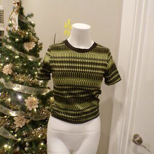 Zara Green and Brown Patterned Shirt Size Small